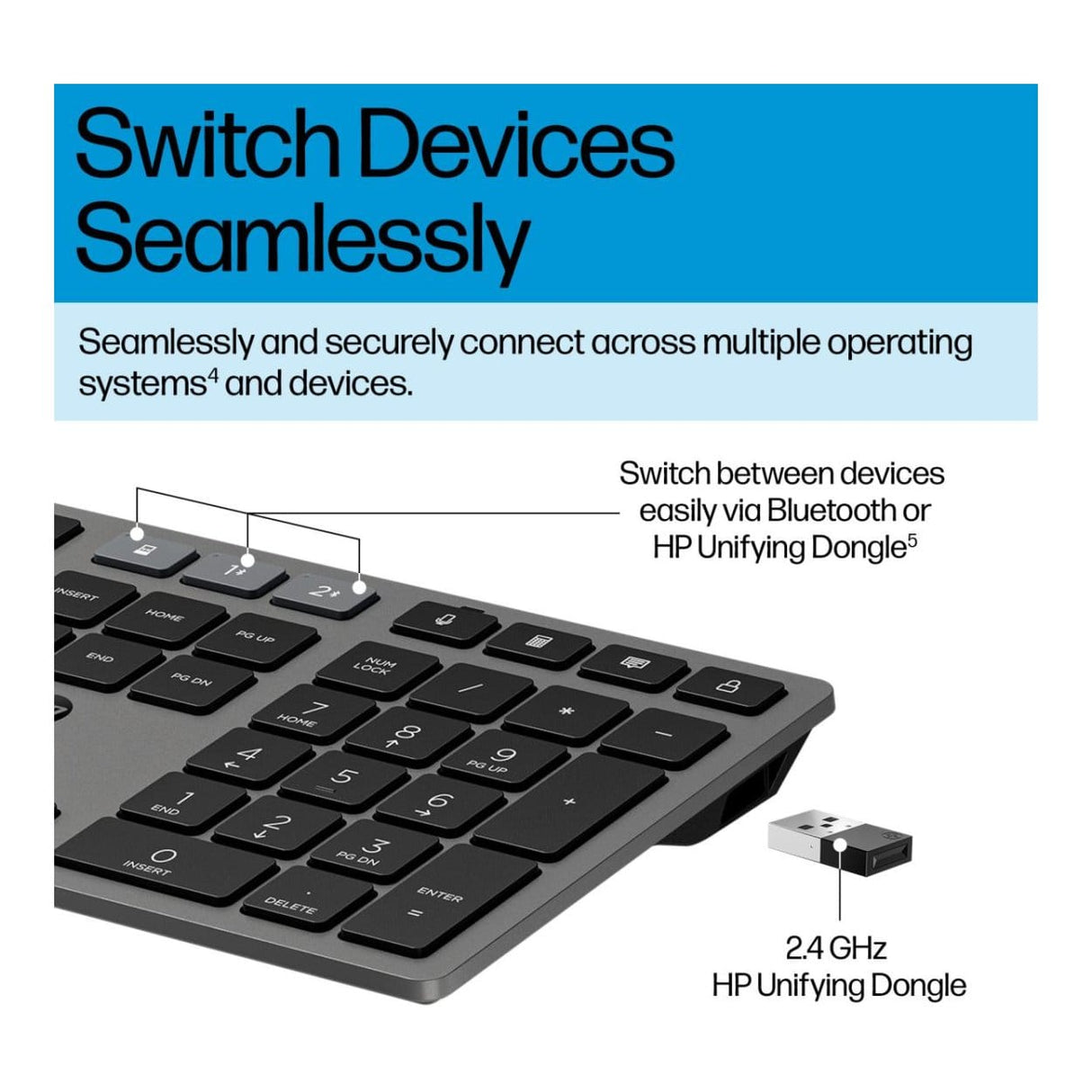 HP 720 Wireless Rechargeable Keyboard Black 9T5B1AA