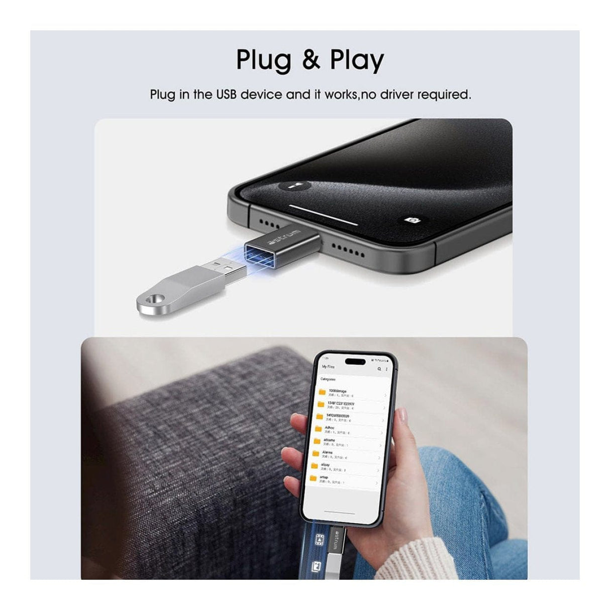 Astrum PA300 Passive Adapter USB-C Male to USB-A Female Black A37030-B