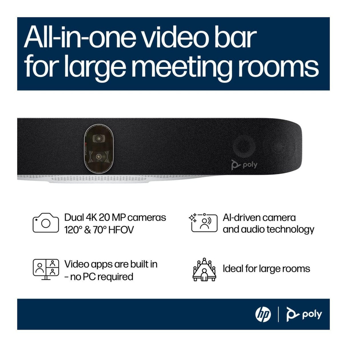 Poly Studio X72 All-In-One Video Bar with TC10 Controller Kit A4MA7AA