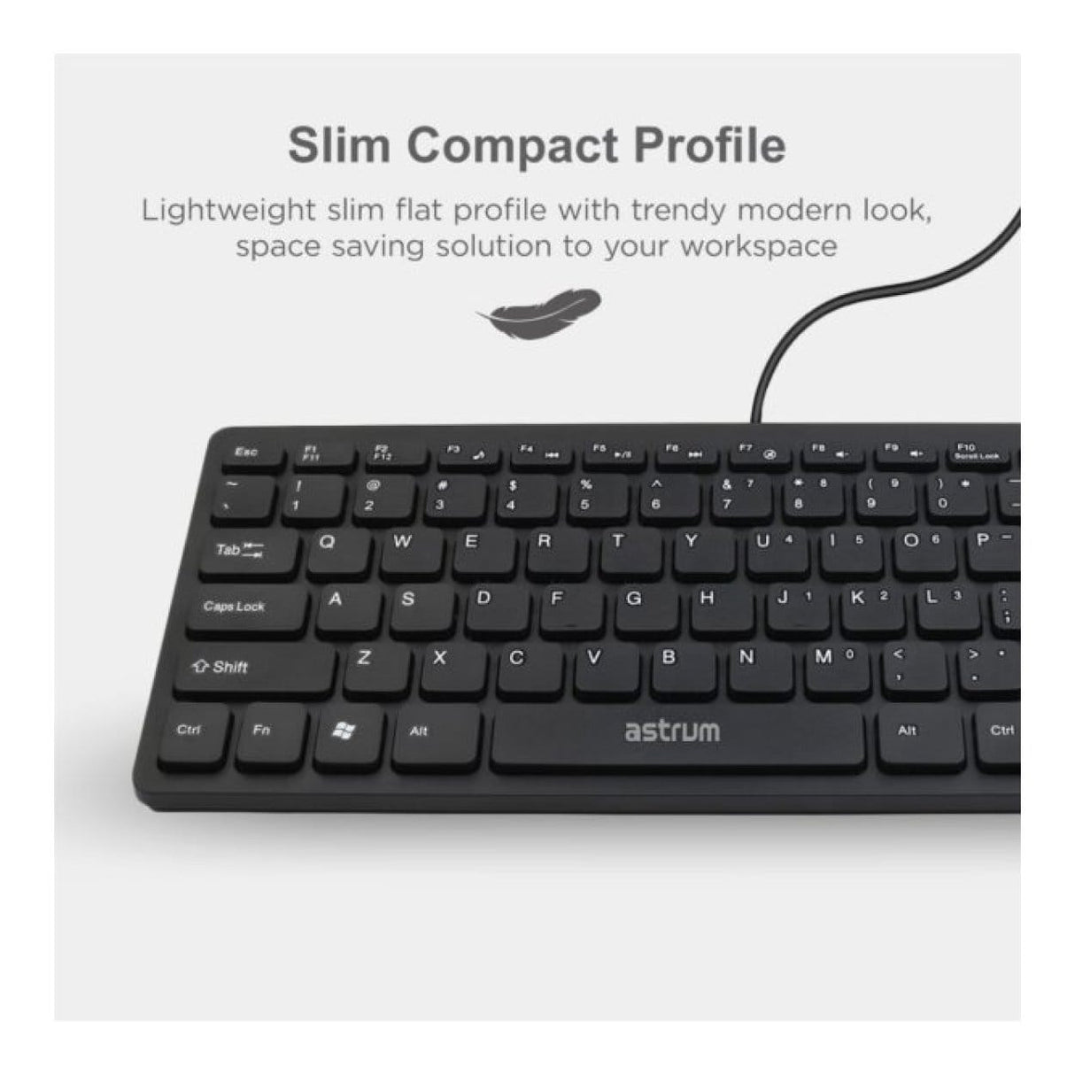 Astrum KB350 Mini Wired Keyboard Black A80535-BA