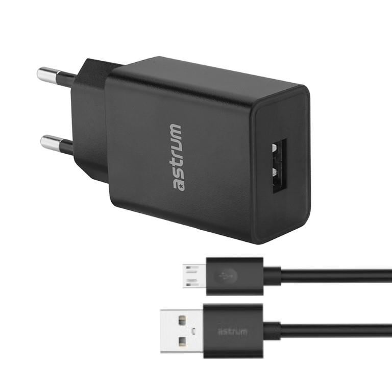 Astrum Pro U20 10W USB Wall Adapter Charger with 1m Micro USB Cable Black A92621EB