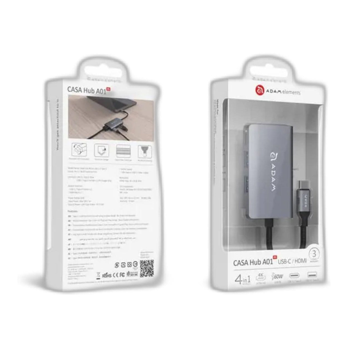 Adam Elements CASA HUB A01M 4-port USB-C HUB - Silver AAPADHUBA01MSL