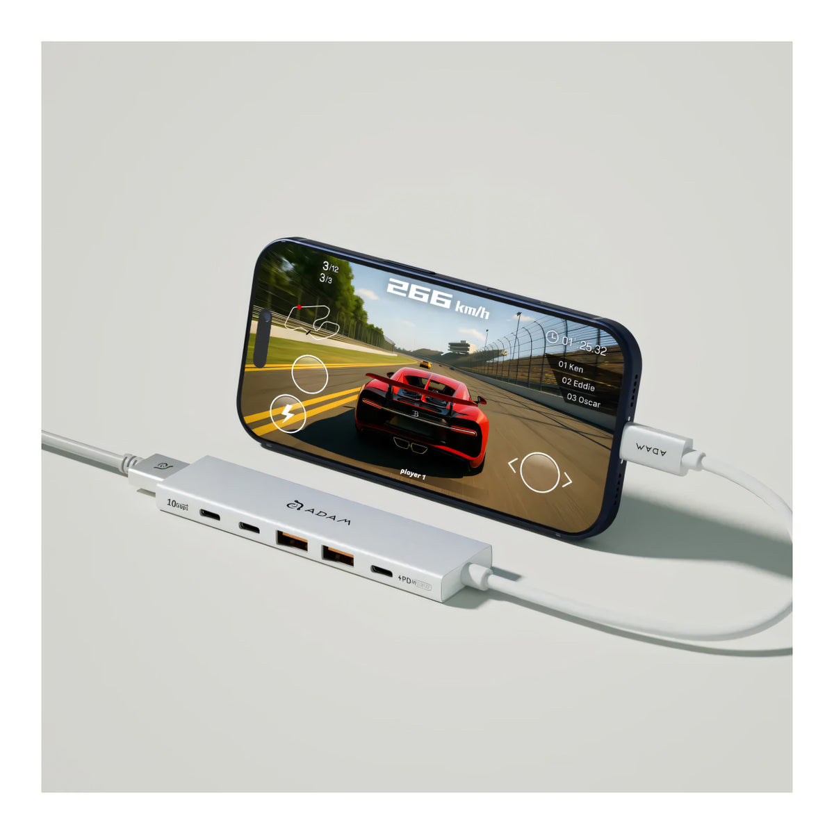 Adam Elements DE06 6-in-1 USB-C Multifunction Hub - Silver AAPADHUBDE06SL