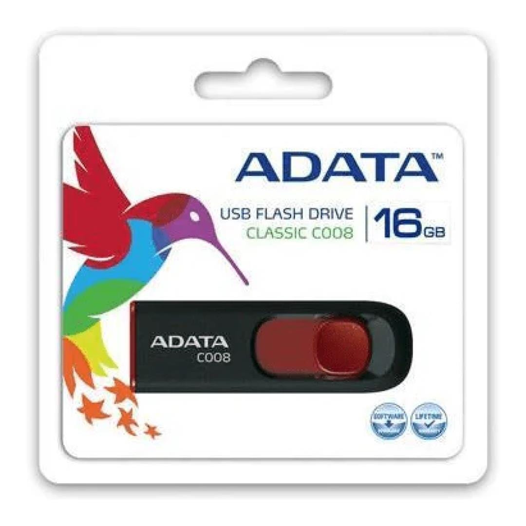 ADATA C008 16GB USB 2.0 Type-A Black and Red USB Flash Drive AC008