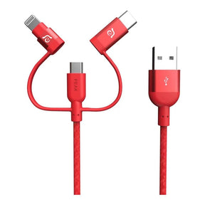 Adam Elements PeAk II Trio 3-in-1 USB to Lightning Cable 1.2m Red ACBAD120TMBRPRD