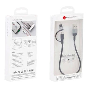 Adam Elements PeAk Duo II 2-in1 USB to Lightning Cable 20cm Grey ACBAD20DMBRPGY