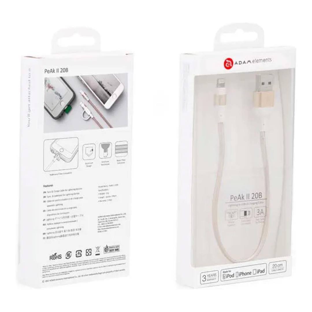 Adam Elements PeAk II Type-A to Lightning Braided Cable 20cm Gold ACBAD20MBFRPGD