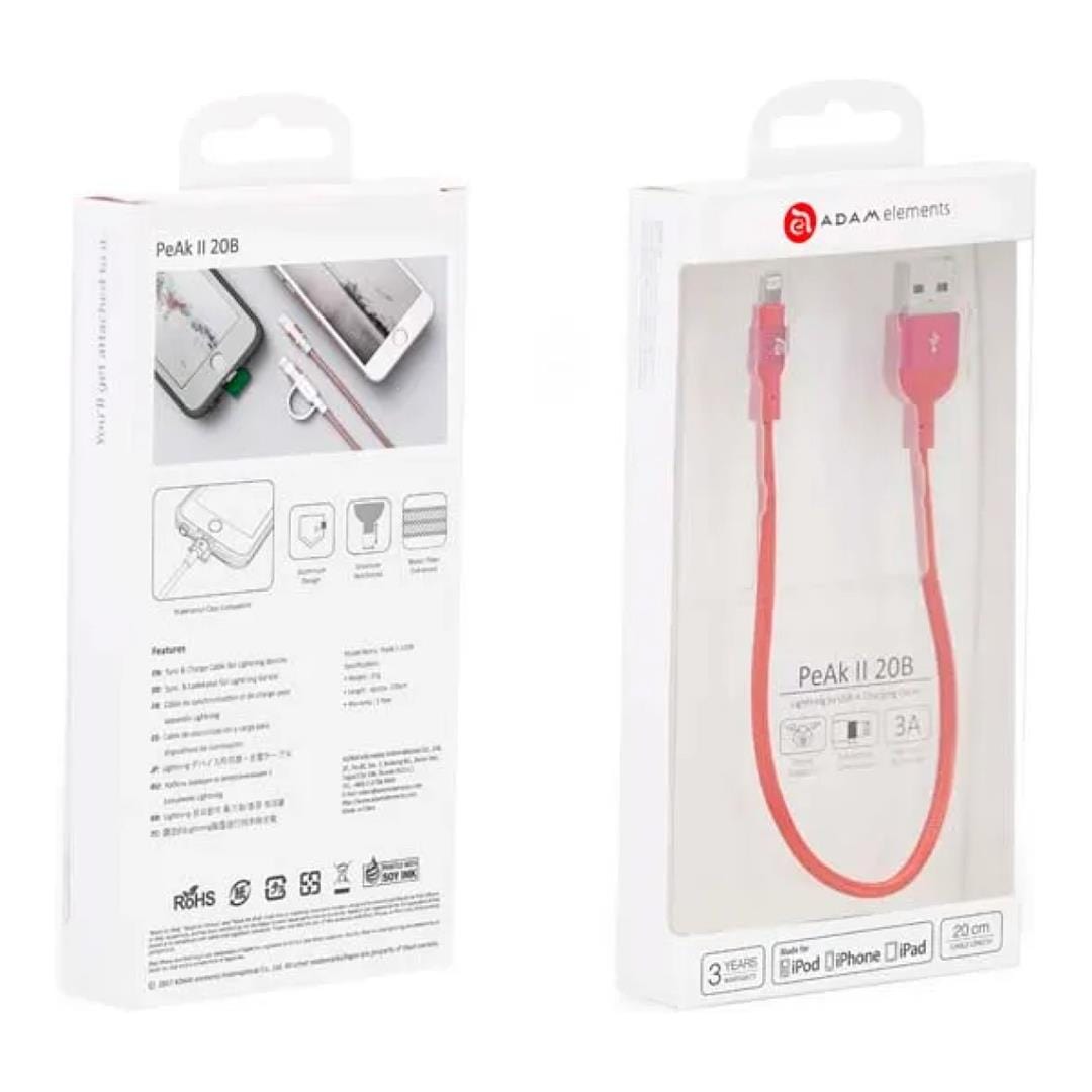 Adam Elements PeAk II Type-A to Lightning Braided Cable 20cm Red ACBAD20MBFRPRD