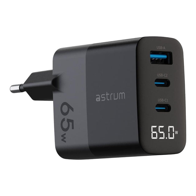 Astrum WATZ65G 65W PD USB-C Wall Charger Black ACHW65GBE
