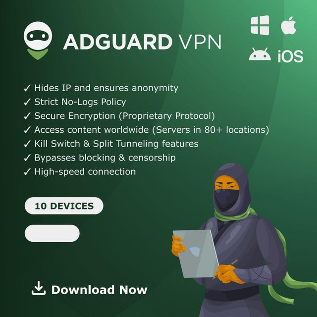 AdGuard VPN 10 Device 1-Month Subscription Download