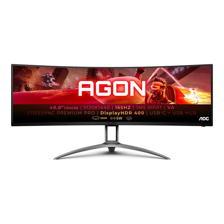 AOC AGON AG493UCX2 48.8-inch 5120 x 1440px Dual-QHD 32:9 165Hz 1ms Freesync Premium Pro WLED VA Curved Gaming Monitor