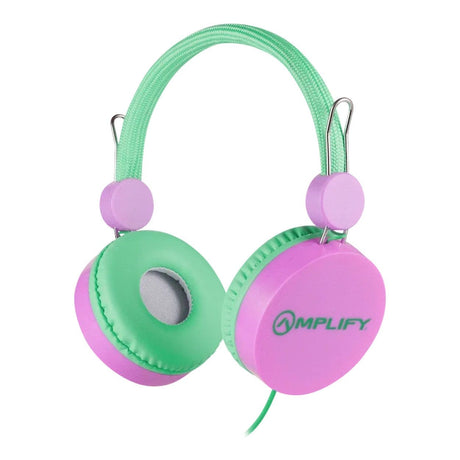 Amplify Kids Adventure Auxiliary Headphone Green and Pink AM-10903-MT