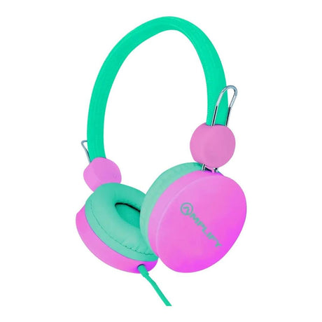 Amplify Kids Adventure Auxiliary Headphone Green and Pink AM-10903-MT