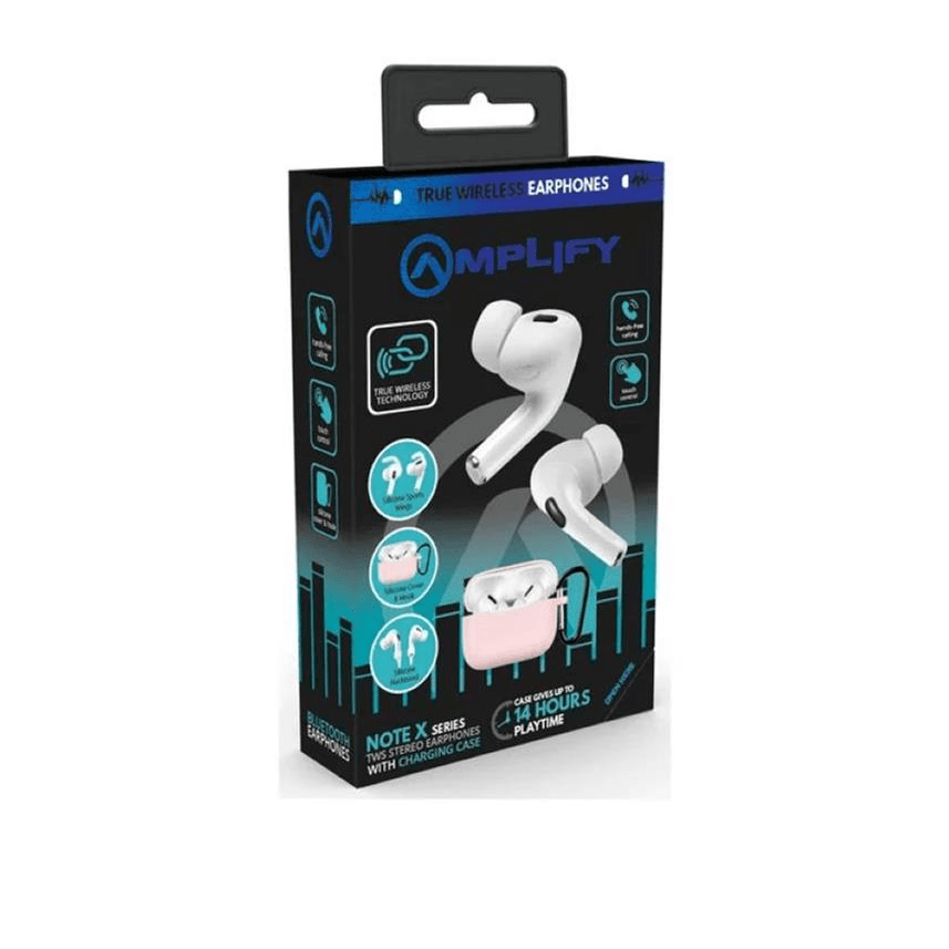 Amplify Note X Series TWS Earphones with Charging Case Pink White AM-1