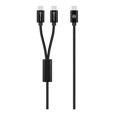Amplify 1.2m Linked Series USB-C to 2x USB-C Braided Cable Black AM-30006-BK