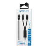 Amplify 1.2m Linked Series USB-C to 2x USB-C Braided Cable Black AM-30006-BK