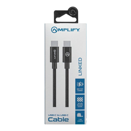 Amplify 1.2m Linked Series 60W USB-C to USB-C Braided Cable Black AM-30008-BK