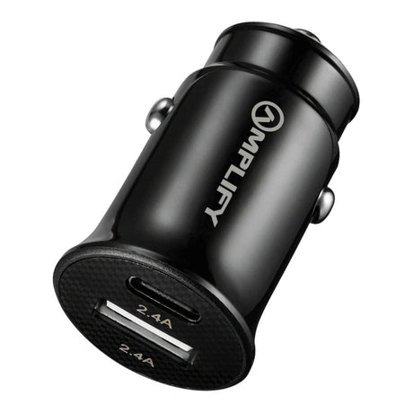 Amplify Voltix Series 12W Dual USB and USB-C Car Charger AM-5001-BK