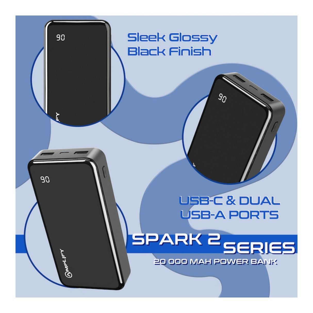 Amplify Spark 2 Series 20,000mAh Power Bank Black AM-9052-BK