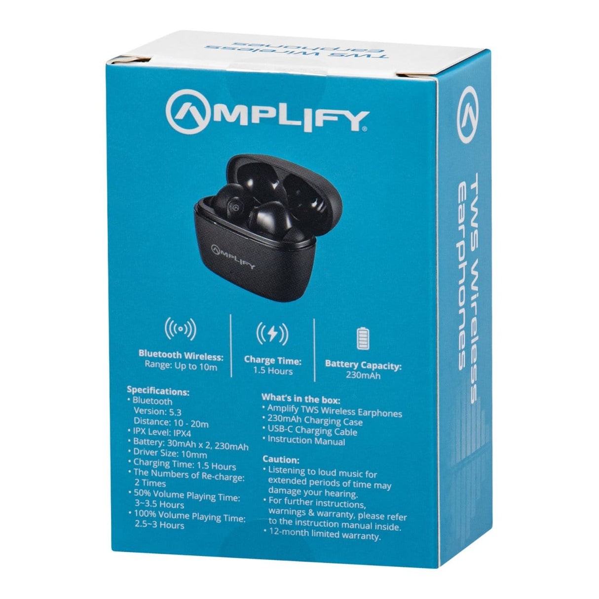 Amplify On The Fly TWS Stemmed Earphones AM-PDQ007-BK(V2)