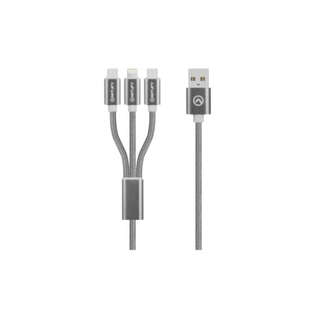 Amplify Linked Series 3-in-1 Charge Cable Gun Metal AMP-20006-GM