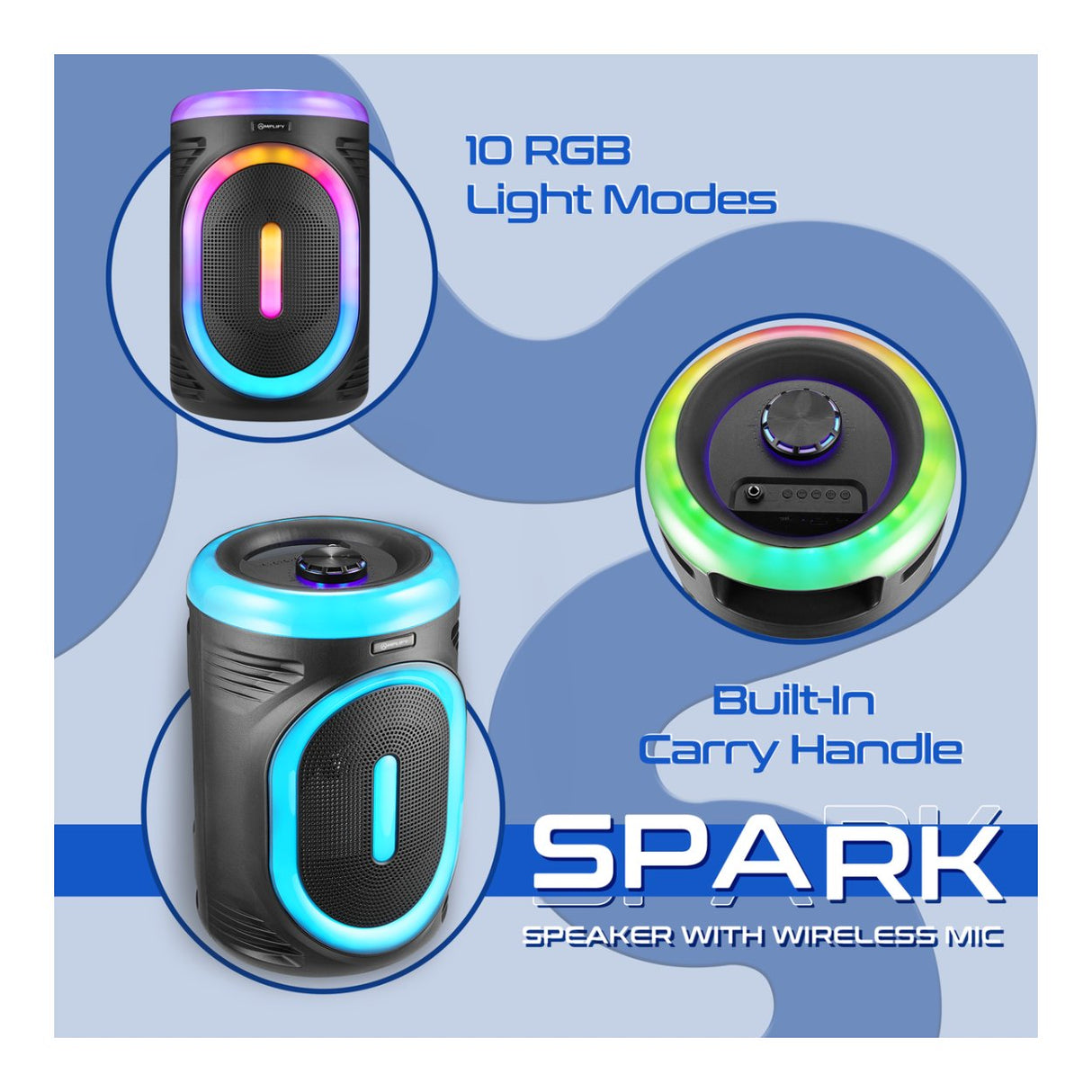 Amplify Spark Series 8-inch Party Speaker with Wireless Mic Black AM-3900-8-BK