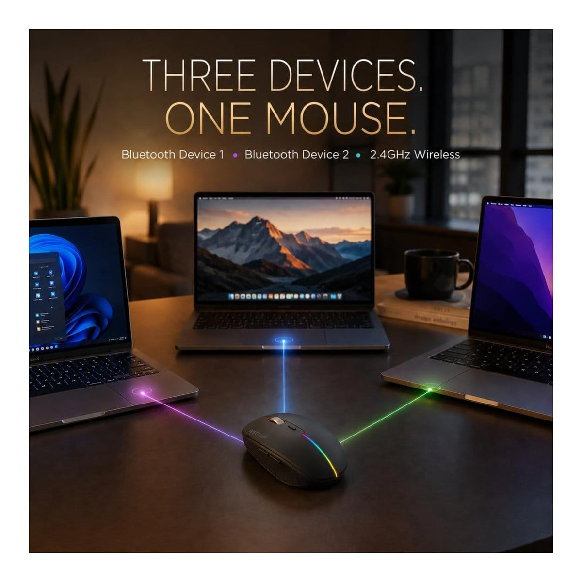 Astrum MW30C Tri-Mode Wireless Bluetooth Mouse Black AMSW30RB