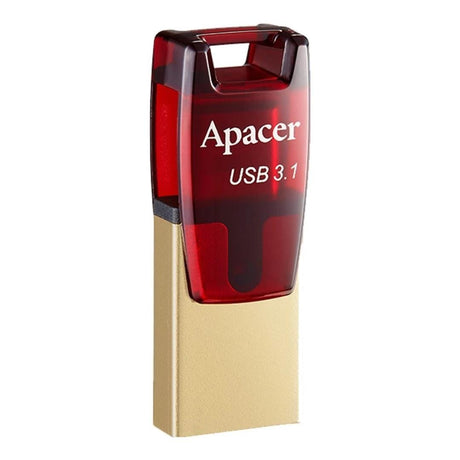 Apacer AH180 32GB USB 3.1 Type-C to Type-A OTG Pen Drive Gold Red AP32GAH180R-1