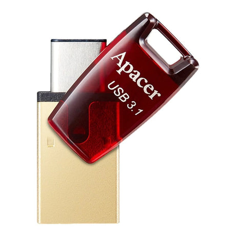 Apacer AH180 32GB USB 3.1 Type-C to Type-A OTG Pen Drive Gold Red AP32GAH180R-1