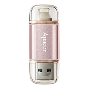 Apacer AH190 32GB USB 3.1 Type-A to Lightning Flash Drive Gold Pink AP32GAH190H-1