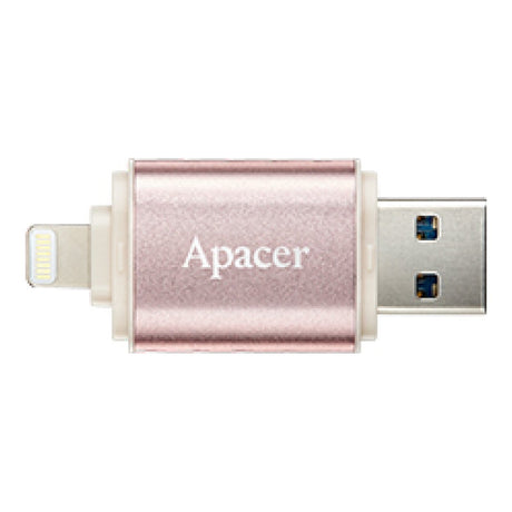 Apacer AH190 32GB USB 3.1 Type-A to Lightning Flash Drive Gold Pink AP32GAH190H-1