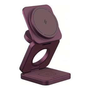 Adam Elements Mag 3 Ultra Qi2 3-in-1 Foldable Charging Station - Burgandy APAADMAG3ULBG