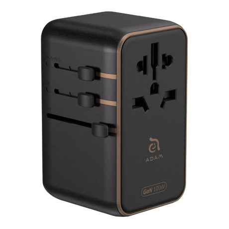 Adam Elements T100L 100W Universal Travel Adapter with Built-In Type-C Cable Black APAADT100LBK