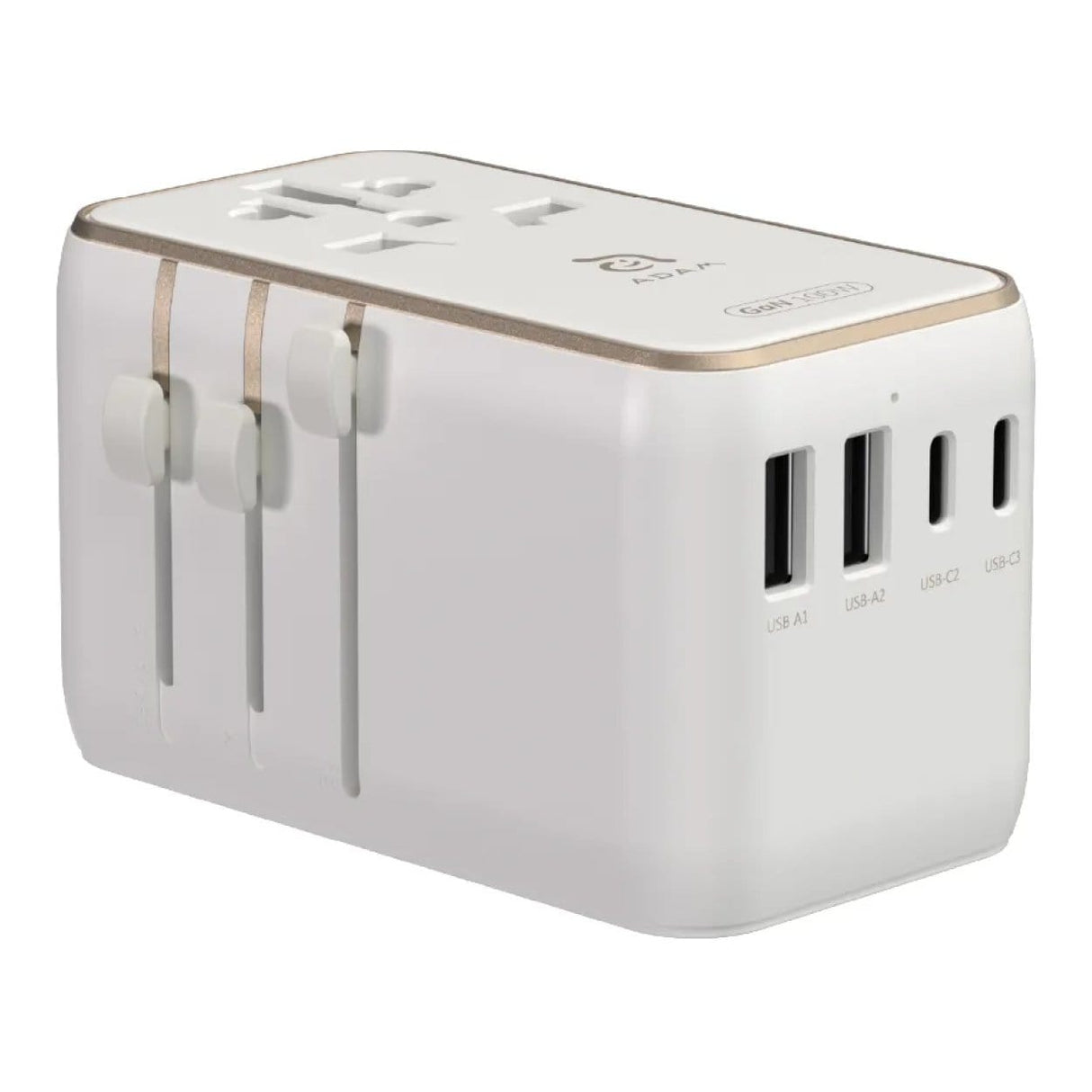 Adam Elements T100L 100W Universal Travel Adapter with Built-In Type-C Cable White APAADT100LWH