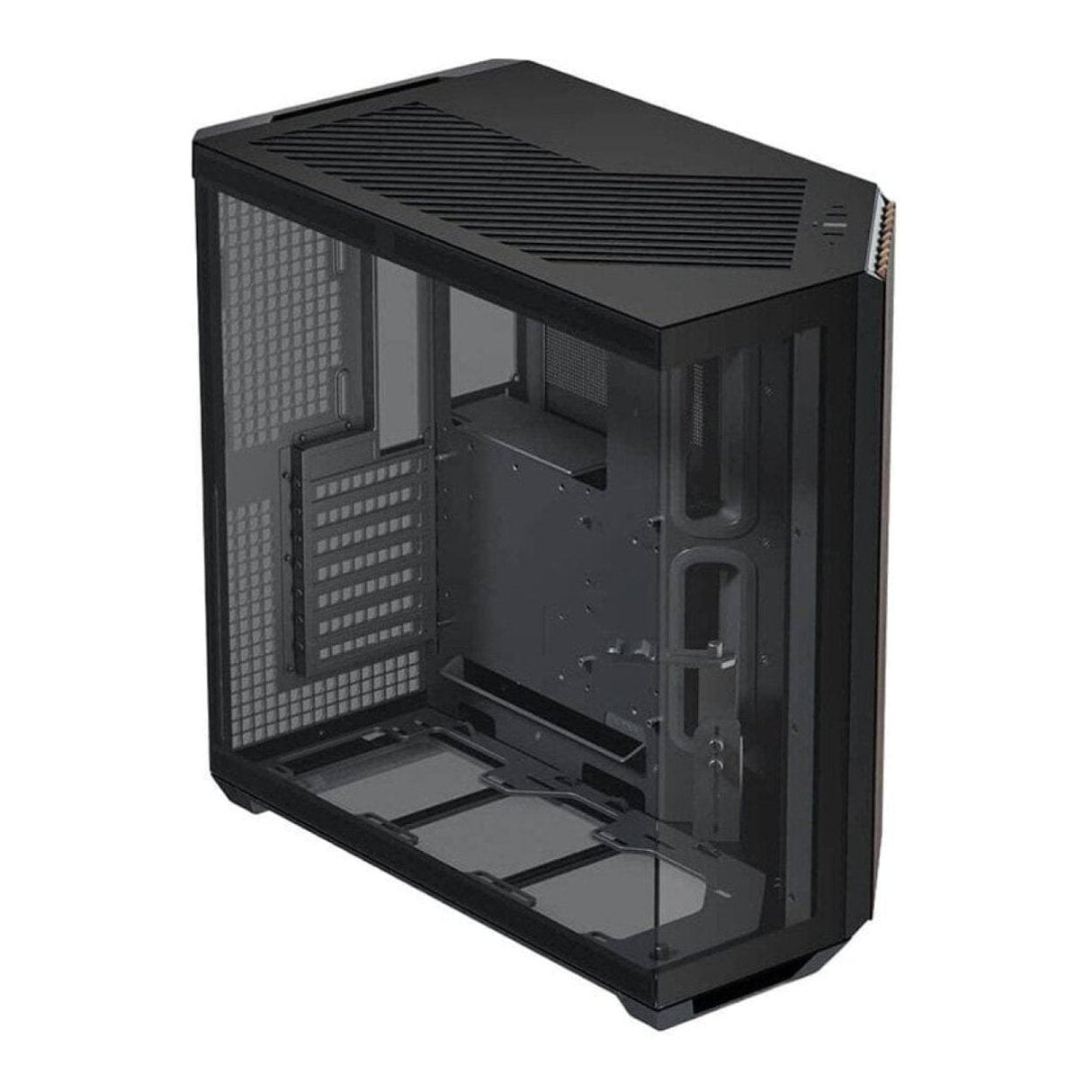 APNX V1 Dual-Chamber Mid-Tower ATX Gaming PC Case - Black/Wood APCM-VI01103.11
