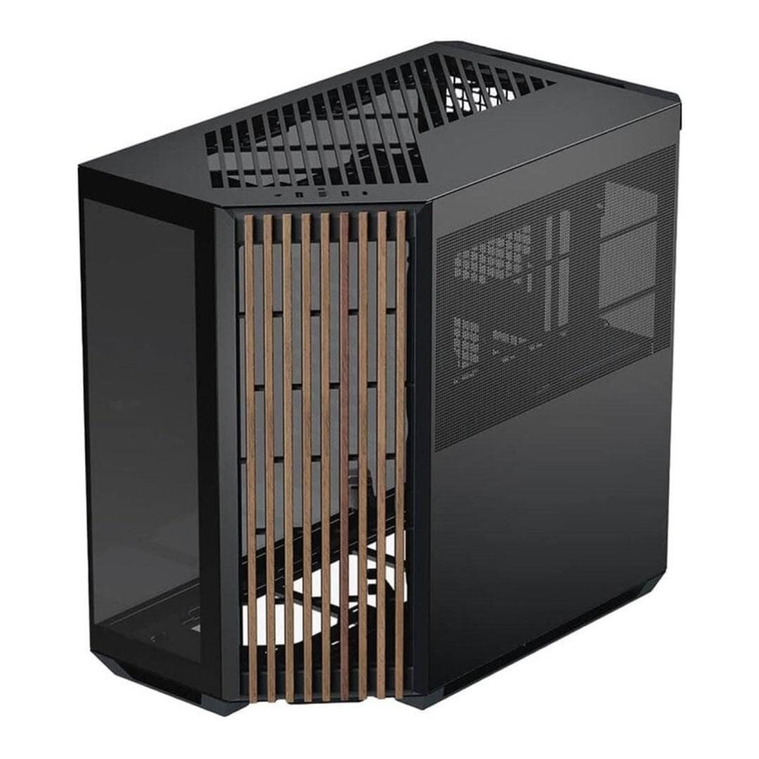 APNX V1 Dual-Chamber Mid-Tower ATX Gaming PC Case - Black/Wood APCM-VI01103.11