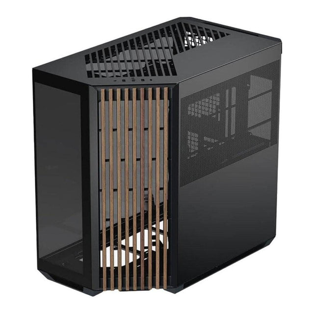 APNX V1 Dual-Chamber Mid-Tower ATX Gaming PC Case - Black/Wood APCM-VI01103.11