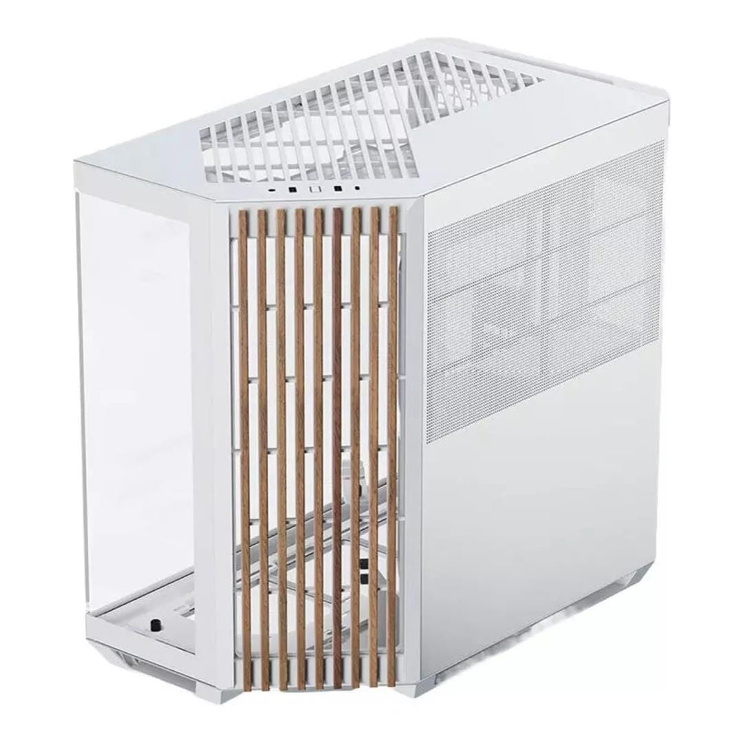 APNX V1 Dual-Chamber Mid-Tower ATX Gaming PC Case - White/Wood APCM-VI01103.21