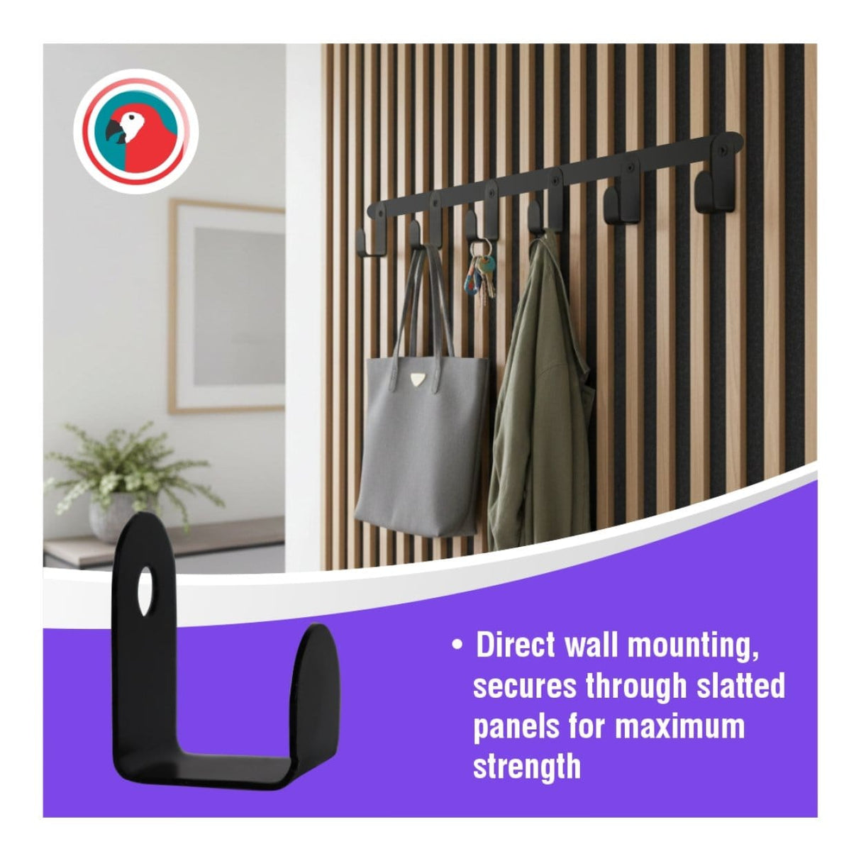 Parrot APH001 Slatted Panel Single Steel Wall Coat Hook