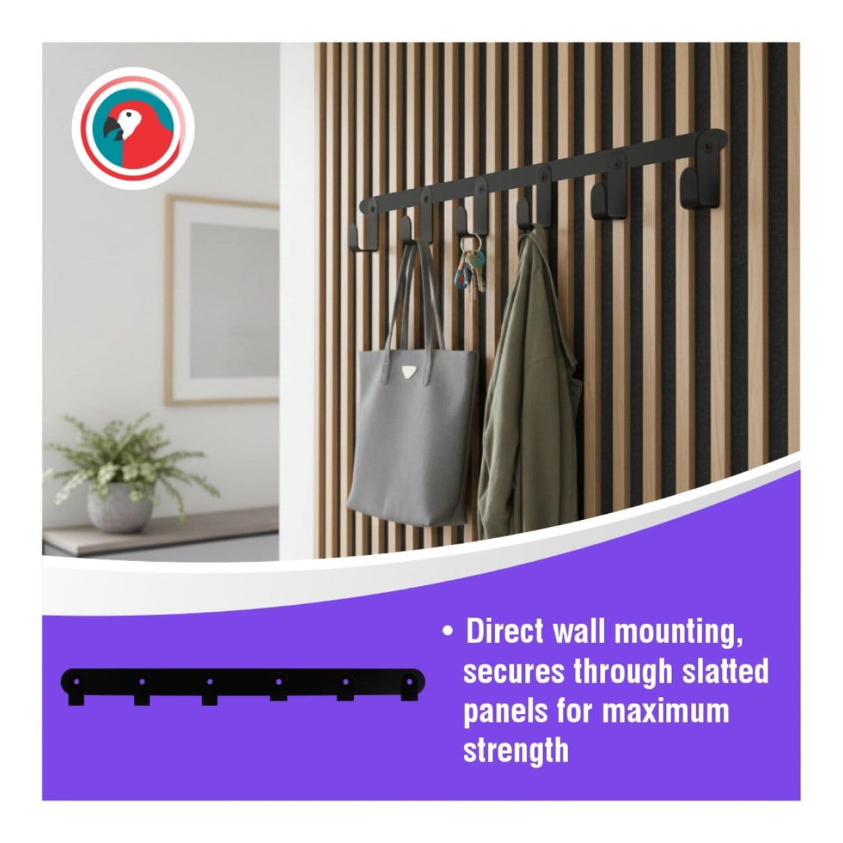Parrot APH002 Slatted Panel Multi-Hook Steel Wall Rail Bracket