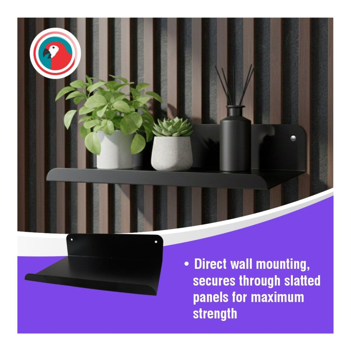 Parrot APS2530 Slatted Panel 300mm Steel Wall Shelf