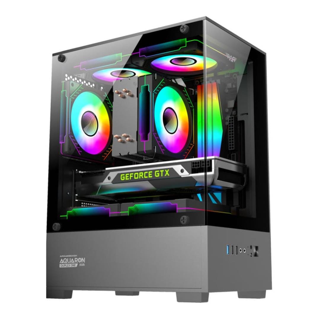 Armaggeddon Aquaron Duplex One RGB Micro-ATX Gaming PC Case Black AQUARONDUPLEXONEBLK