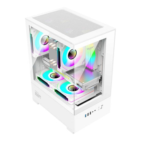 Armaggeddon Aquaron Duplex One RGB Micro-ATX Gaming PC Case White AQUARONDUPLEXONEWHT
