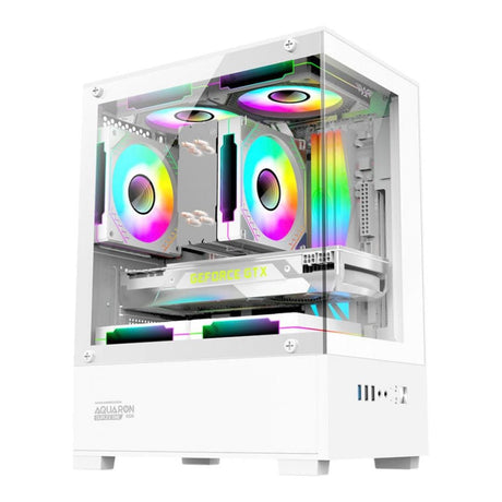 Armaggeddon Aquaron Duplex One RGB Micro-ATX Gaming PC Case White AQUARONDUPLEXONEWHT
