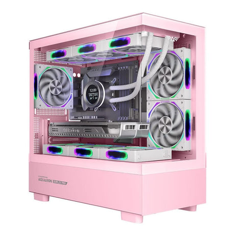 Armaggeddon Aquaron Duplex Pro Micro-ATX Gaming PC Case Pink AQUARONDUPLEXPROPNK