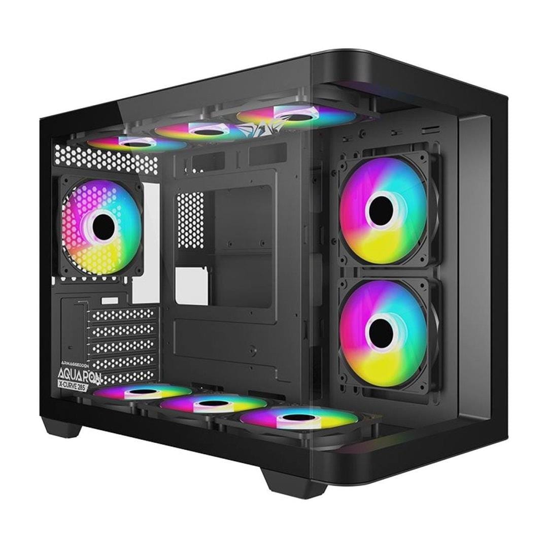 Armaggeddon Aquaron X-Curve 285 M-ATX Gaming PC Case Black AQUARONXCURVE258BLK