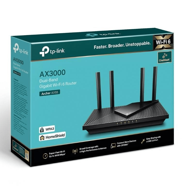 TP-Link Archer AX55 AX3000 Dual-Band Wi-Fi 6 GbE Router
