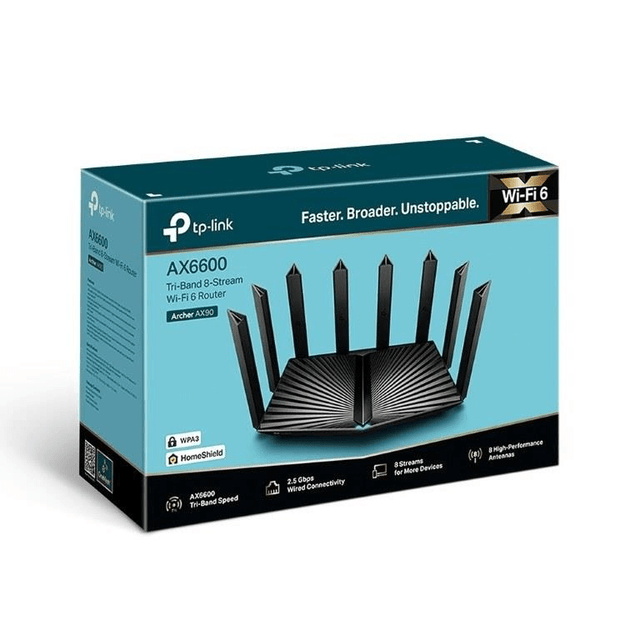 TP-Link Archer AX90 AX66000 Tri-Band Wi-Fi 6 Router