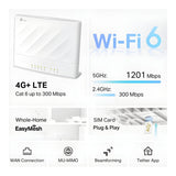 TP-Link Archer MX700 4G+ AX1500 Wireless Router - Dual-band 2.4GHz and 5GHz Gigabit Ethernet 4G White
