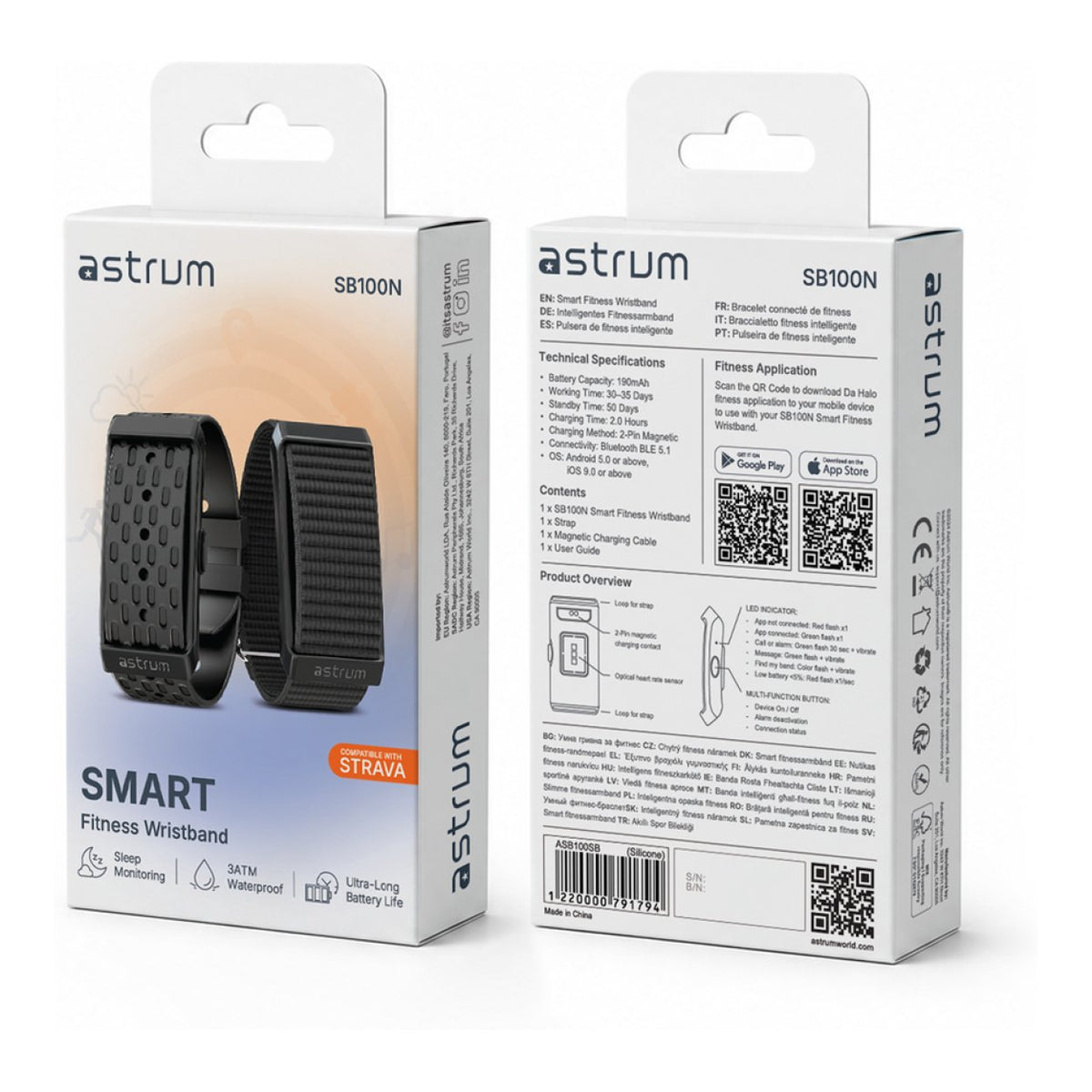 Astrum SB100N Smart Fitness Band with Zinc Nylon Strap ASB100NB